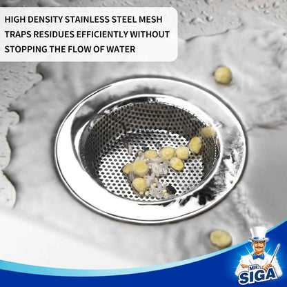 MR.SIGA Kitchen Sink Strainer, stainless steel, dishwasher safe, 4.4 inch outer diameter, pack of 3