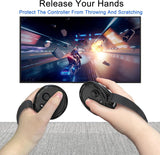 Controller Grips Compatible with Meta Quest 3S Oculus Quest 3 Controllers Straps Knuckle Hand Strap with Battery Opening Covers with Thumbsticks Covers Black, Batteries Not Included