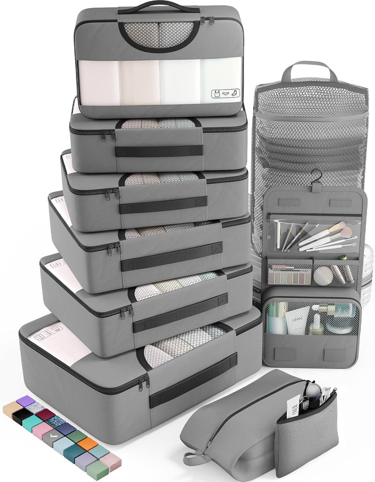 vekens 8-set packing cubes nylon organizer bags for beach vacation cruise ship travel essentials suitcase