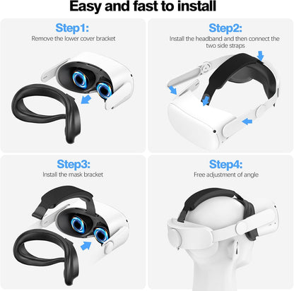 VZNEK Head Strap Compatible with Oculus Quest 2,Meta Quest 2 Accessories Adjustable Elite Strap Replacement for Enhanced Comfort Support and Gaming Immersion in VR (Without Battery)