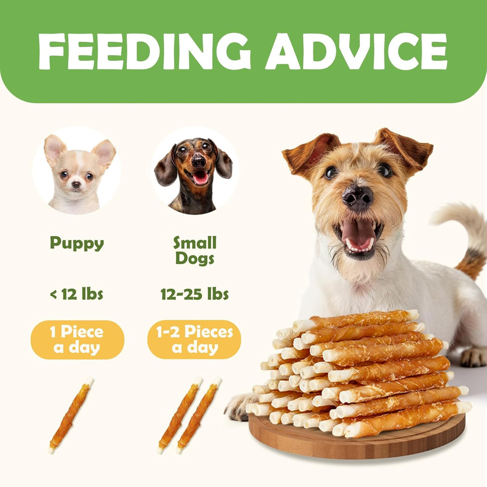 MON2SUN 5-inch rawhide twist chicken hide sticks for puppy and small dogs, 14.11 oz chicken pack