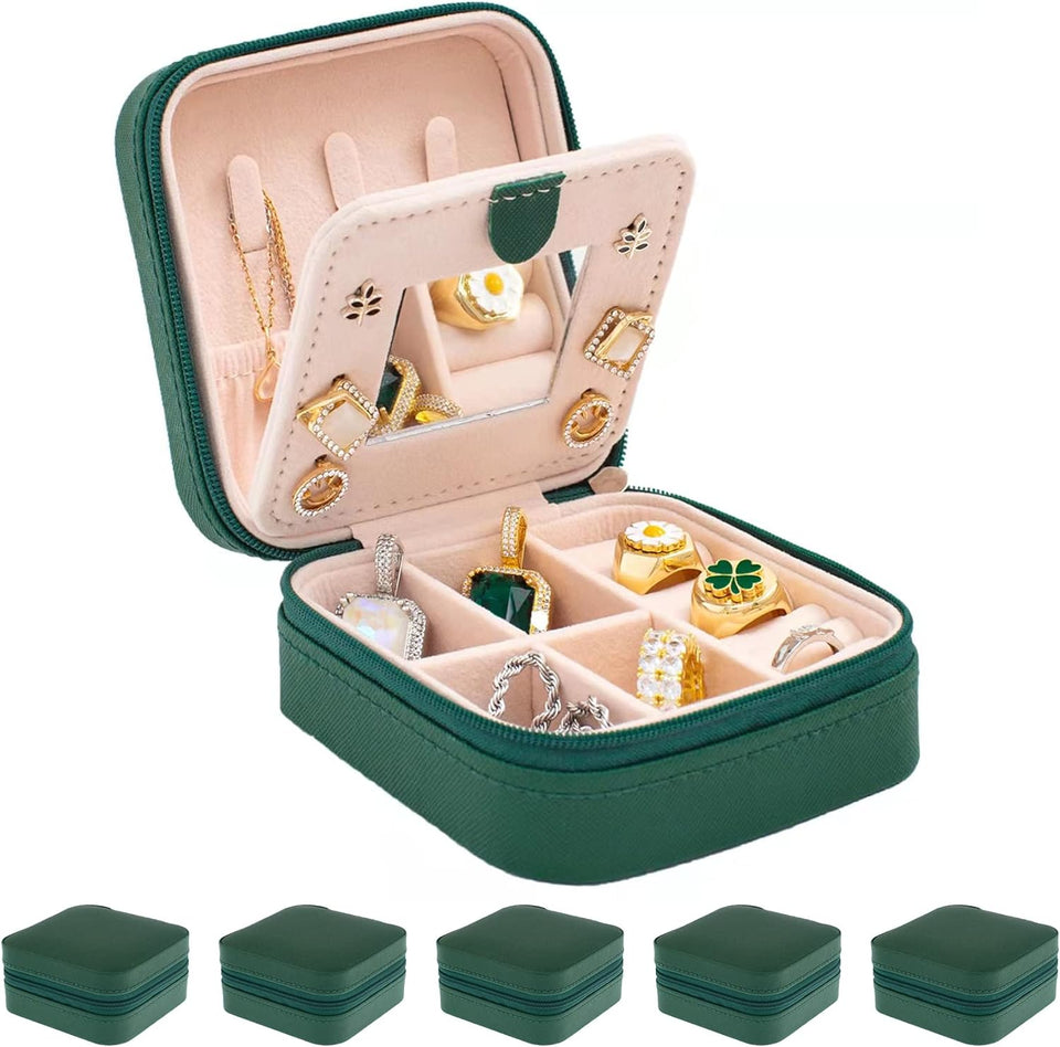 keLofoN small pink jewelry case with mirror travel gift for girls women