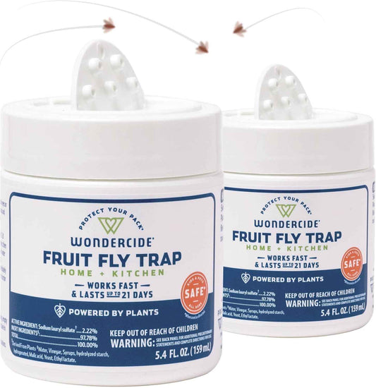 Wondercide - Fruit Fly Traps for Indoors - Fruit Fly Killer - Pet and People Safe - Made in USA & Plant Based - 5.4 oz - 2 Pack