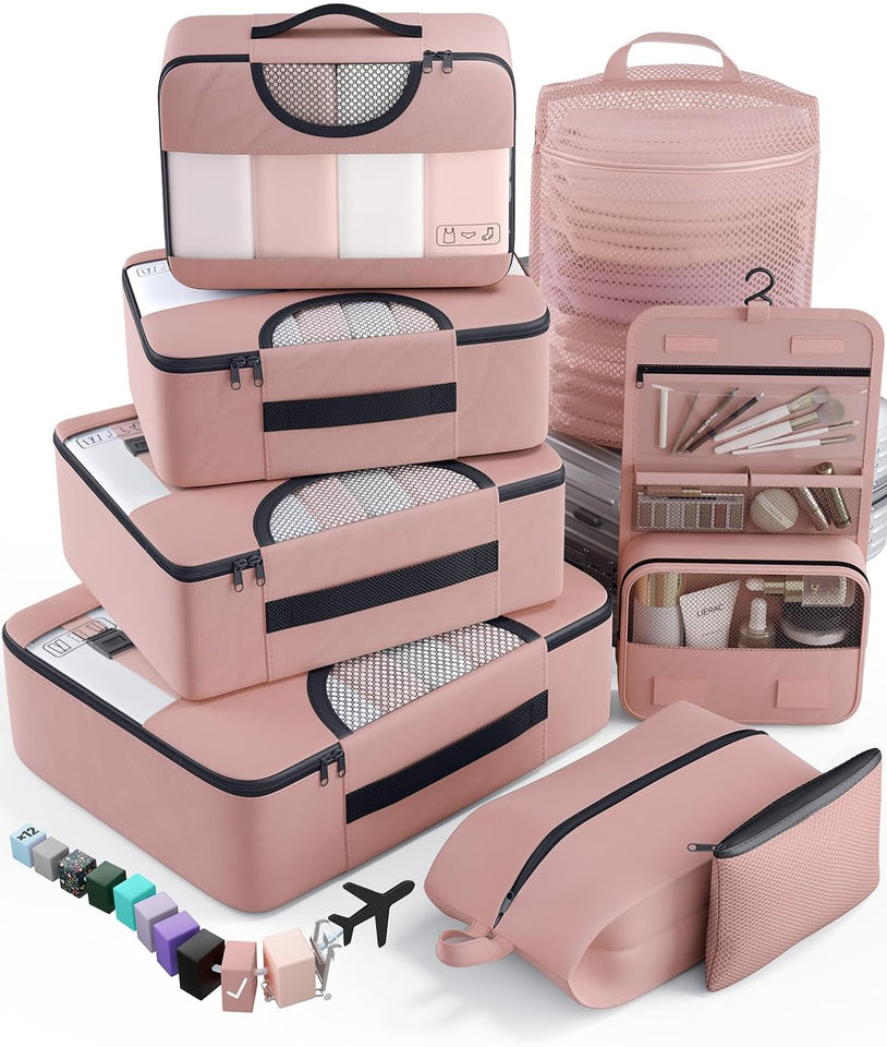 vekens 8-set packing cubes nylon organizer bags for beach vacation cruise ship travel essentials suitcase