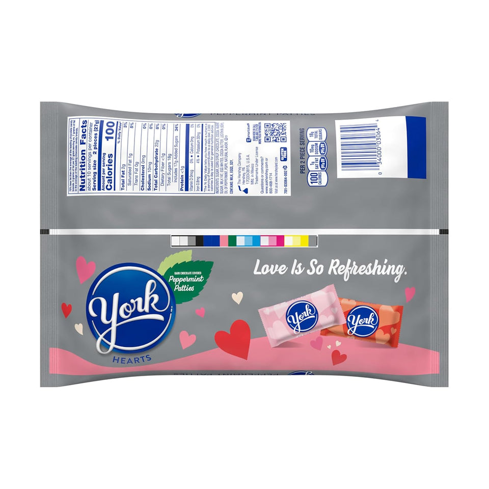 york dark chocolate peppermint patties hearts 9.6 oz valentine's candy gift bag