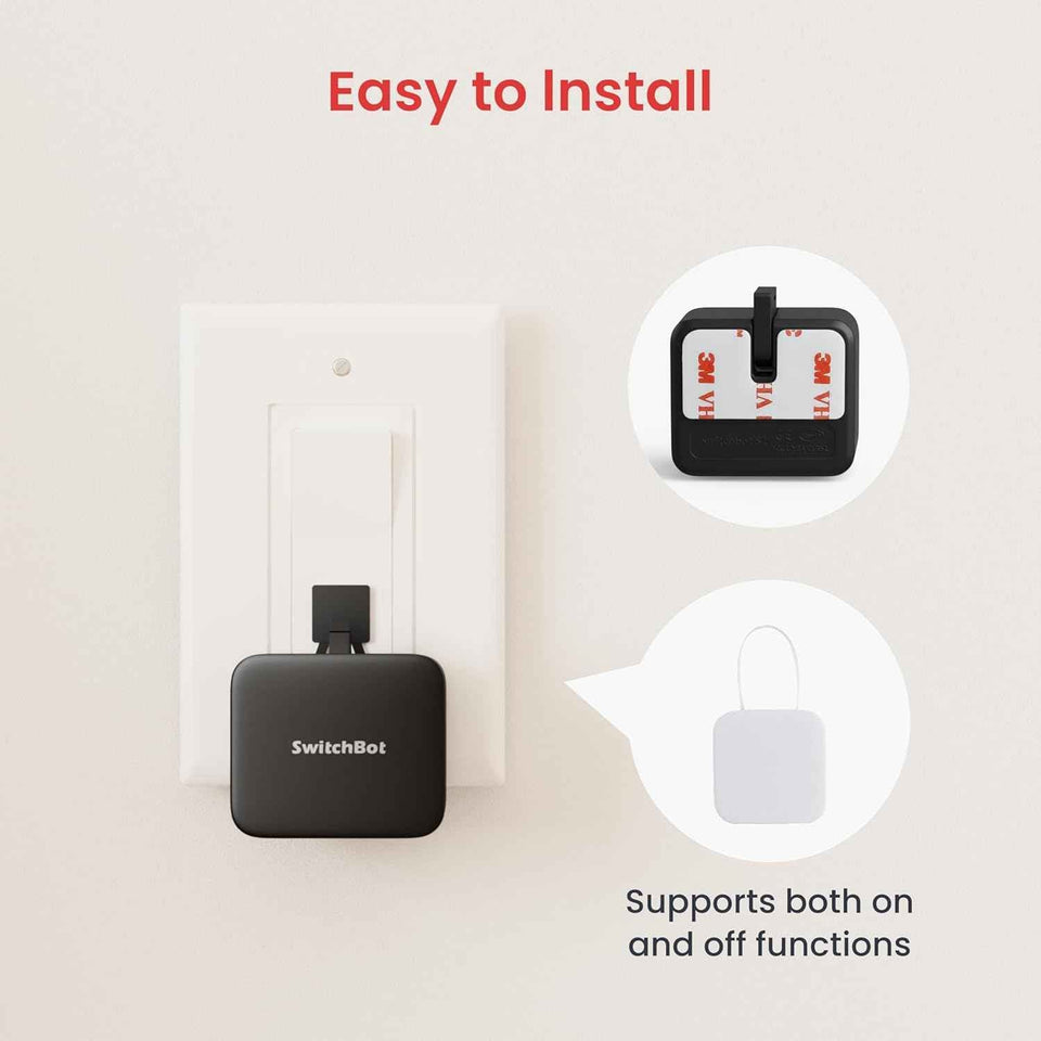 SwitchBot Smart Switch Button Pusher - Bluetooth Fingerbot for Rocker Switch/One-Way Button, Automatic Light Switch, Timer and APP Control, Works with Alexa When Paired with SwitchBot Hub (Black)