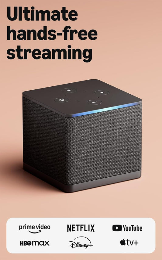 Amazon Fire TV Cube, with AI-powered Fire TV Search, Hands-free streaming device, find shows faster with Alexa+, Wi-Fi 6E, 4K Ultra HD
