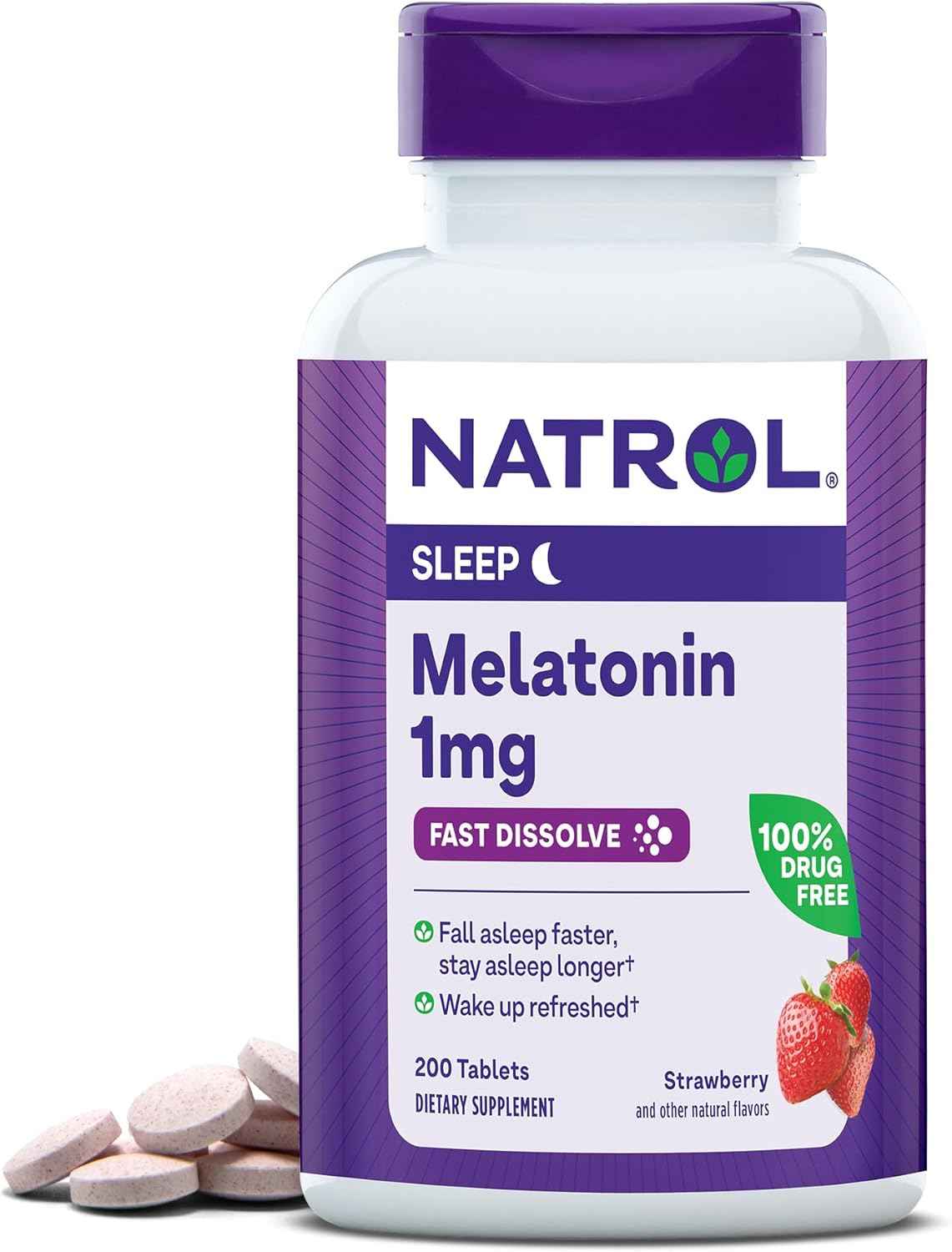 Natrol Fast Dissolve Melatonin 1 mg, Sleep Support for Adults