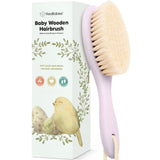 keababies wooden baby hair brush for toddler girls boys cradle cap soft goat bristles walnut regular