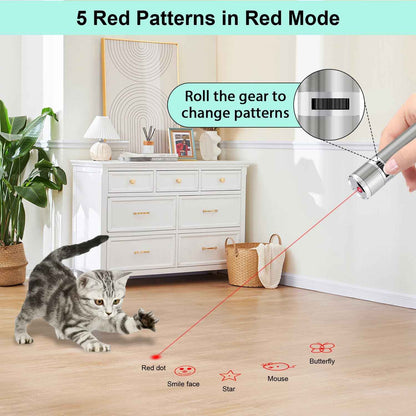 TBTeek Cat Toys, Rechargeable, 3 Light Modes & 5 Fun Patterns, Portable Interactive Kitten Pet Dog Cat Mouse Toy for Fun Chase Play Exercise