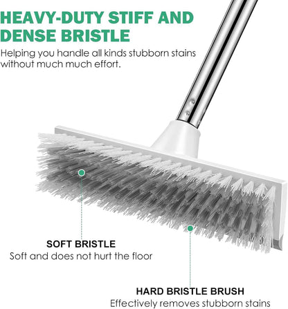 SetSail Floor Scrub Brush with 51-Inch Long Adjustable Handle 2 in 1 Scrape Brush Stiff Bristle Floor Scrubber for Cleaning Shower Bathroom Garage Kitchen Wall Deck Tub Tile