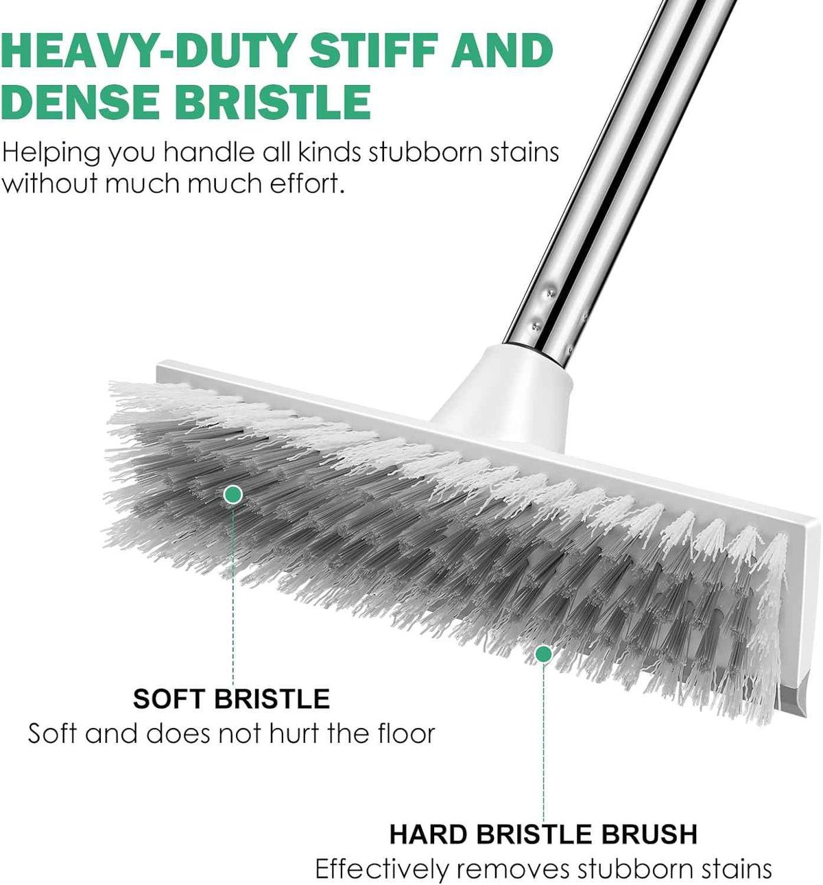 SetSail Floor Scrub Brush 51-Inch Adjustable Handle 2 in 1 Scrape Brush Stiff Bristle Floor Scrubber for Cleaning Shower Bathroom Garage Kitchen Wall Deck Tub Tile