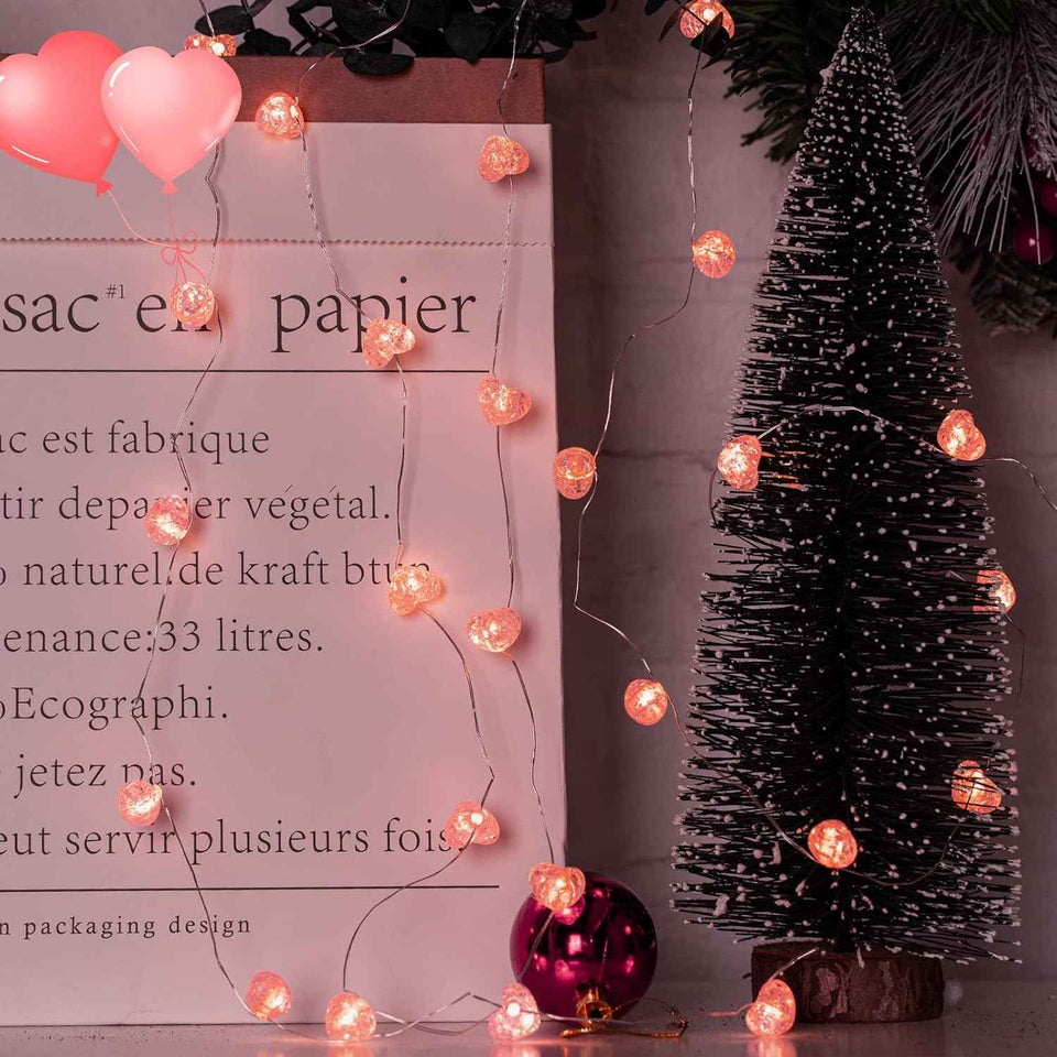 Valentine’s Day Fairy String Lights - 10.5 ft 30 LED Pink Heart Battery Operated Fairy Lights with Timer and Remote, Twinkle Heart Lights for Wedding DIY Indoor Christmas Gift Valentine's Day