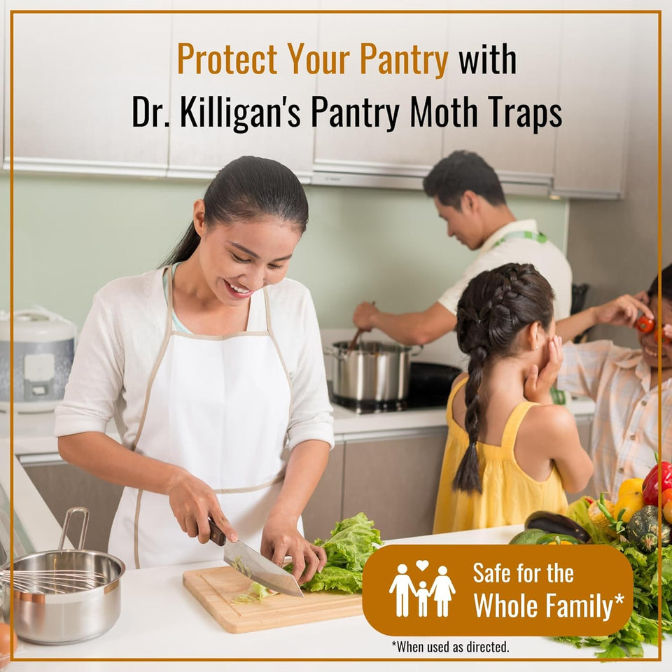 Dr. Killigan's Premium Double Potent Pantry Moth Traps with Pheromones Prime, Sticky Indian Meal Moth Traps for Kitchen, How to Get Rid of Moths in House (6 Pack, Black)