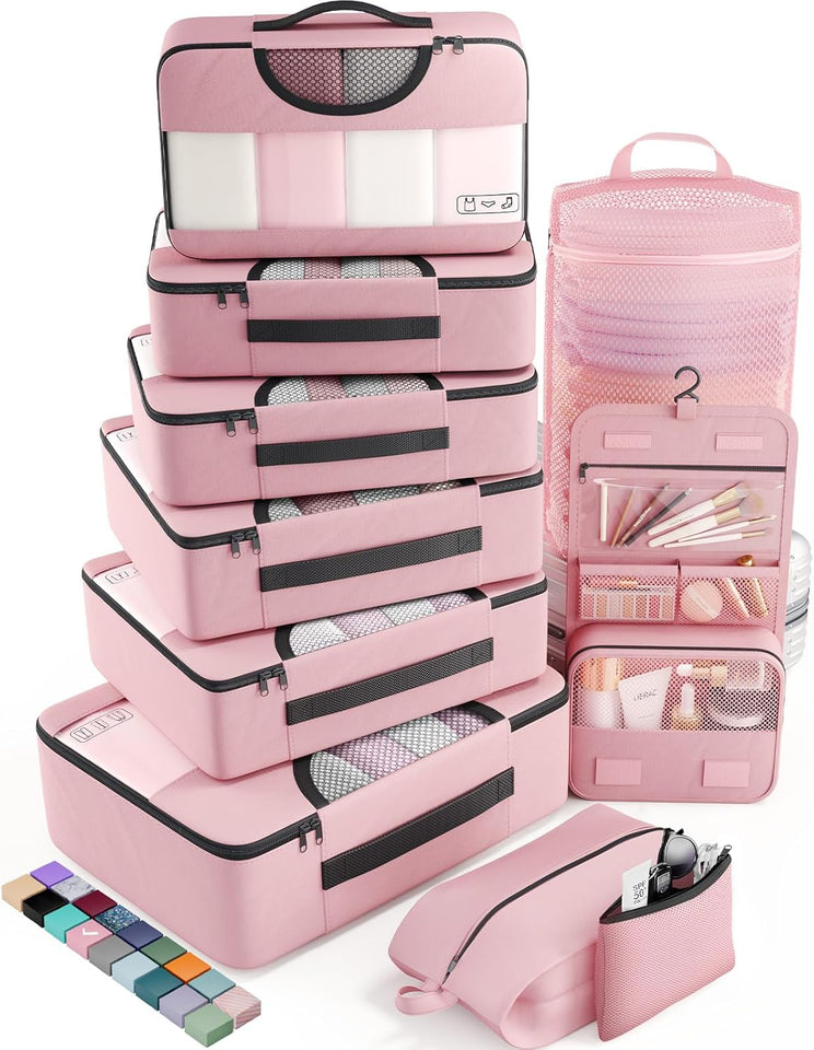 vekens 8-set packing cubes nylon organizer bags for beach vacation cruise ship travel essentials suitcase