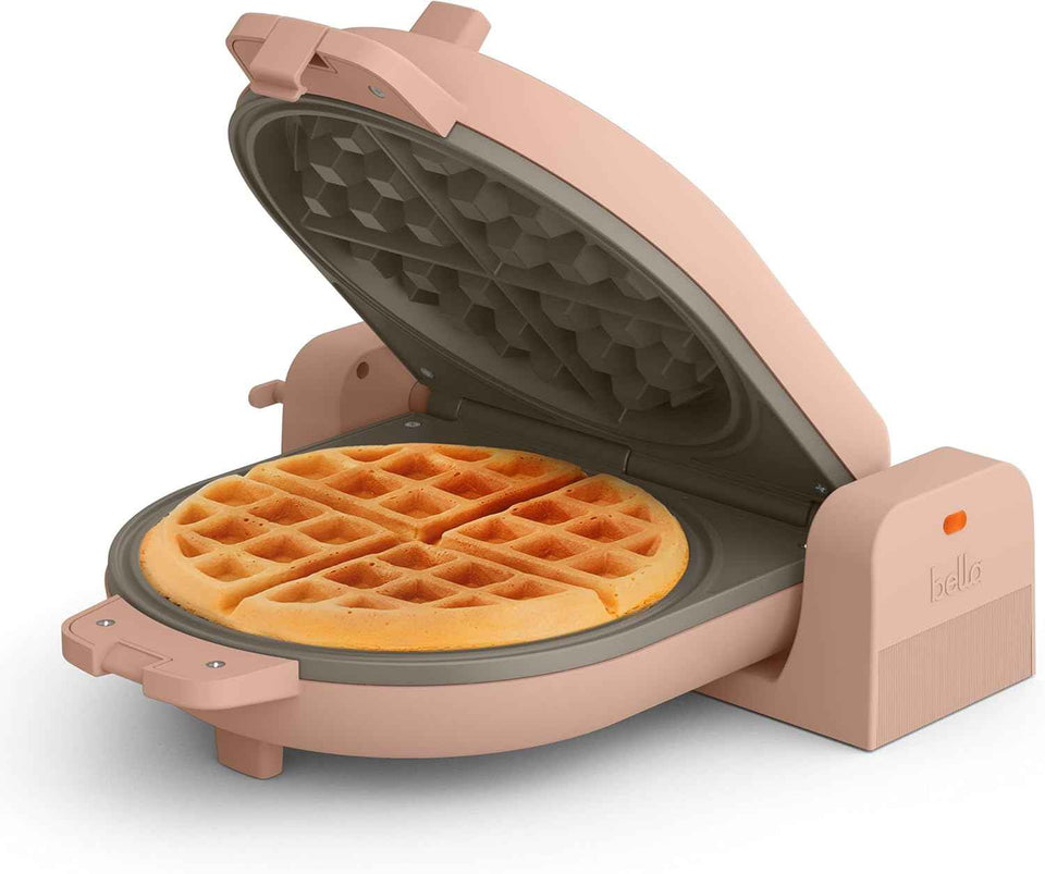 bella Flip-n-Store Waffle Maker, EverGood™ Ceramic Nonstick Coating, Fits-anywhere™ Kitchenware, Power Indicator Light & Touch Handle, 7” Wide & 1" Deep Plates, 1000 Watt, Plum