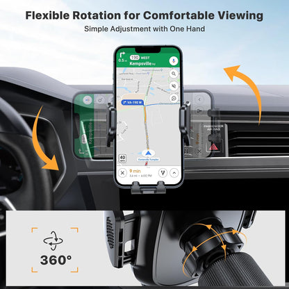 Miracase Phone Holders for Your Car with Metal Hook Clip, Air Vent Cell Phone Stand Car Mount, Universal Automobile Cradle for Garmin GPS Fit iPhone Android and All Smartphones, Dark Black