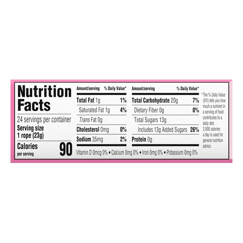 Laffy Taffy Strawberry Ropes, 0.81 Ounce Each, Pack of 24 Individually Wrapped Treats
