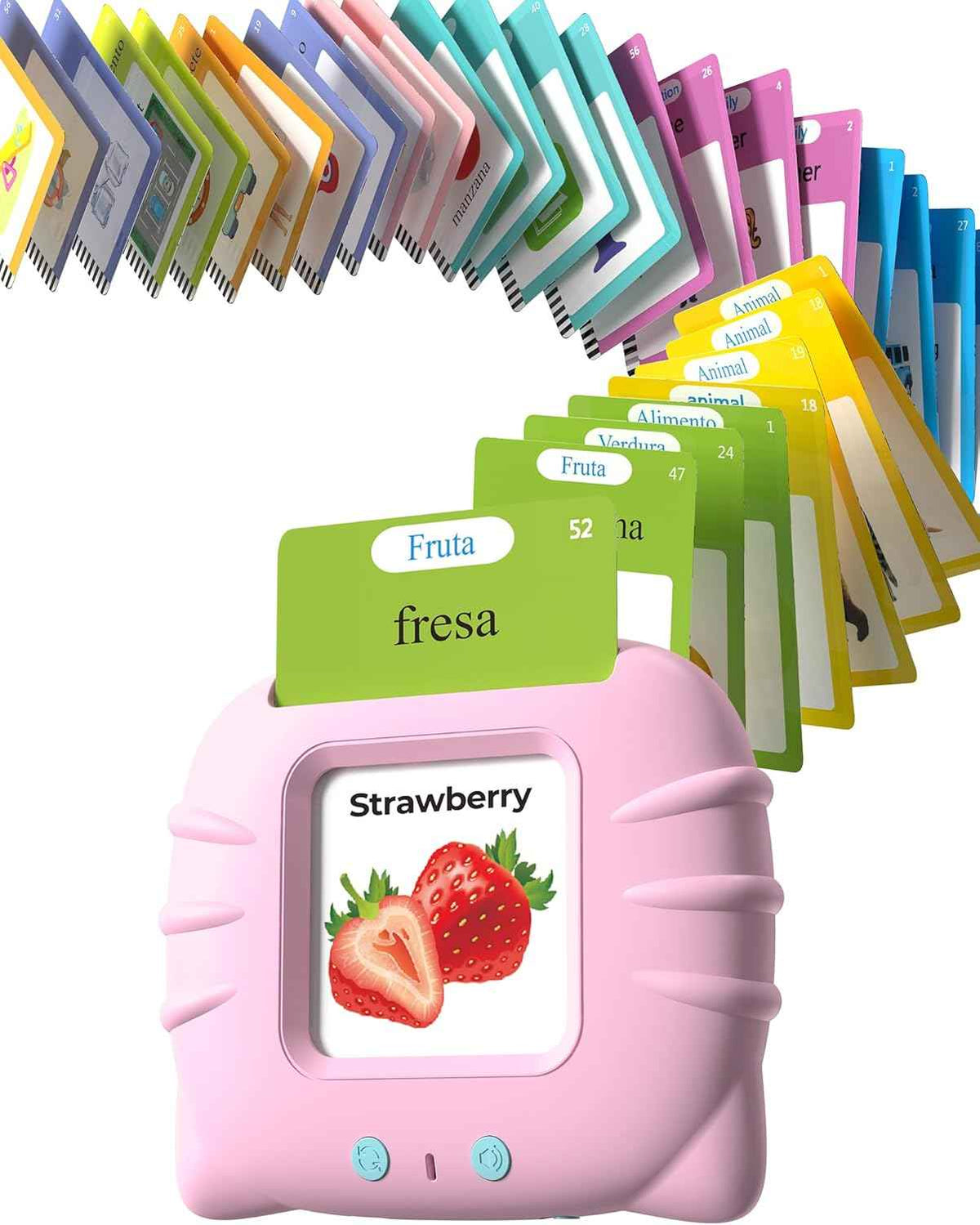 Talking Flash Cards for Toddlers 1 2 3 4 Year Olds, Montessori Language Learning with 224 Words, Pocket Speech Therapy Tools, and Speech Development Educational Playthings for Children