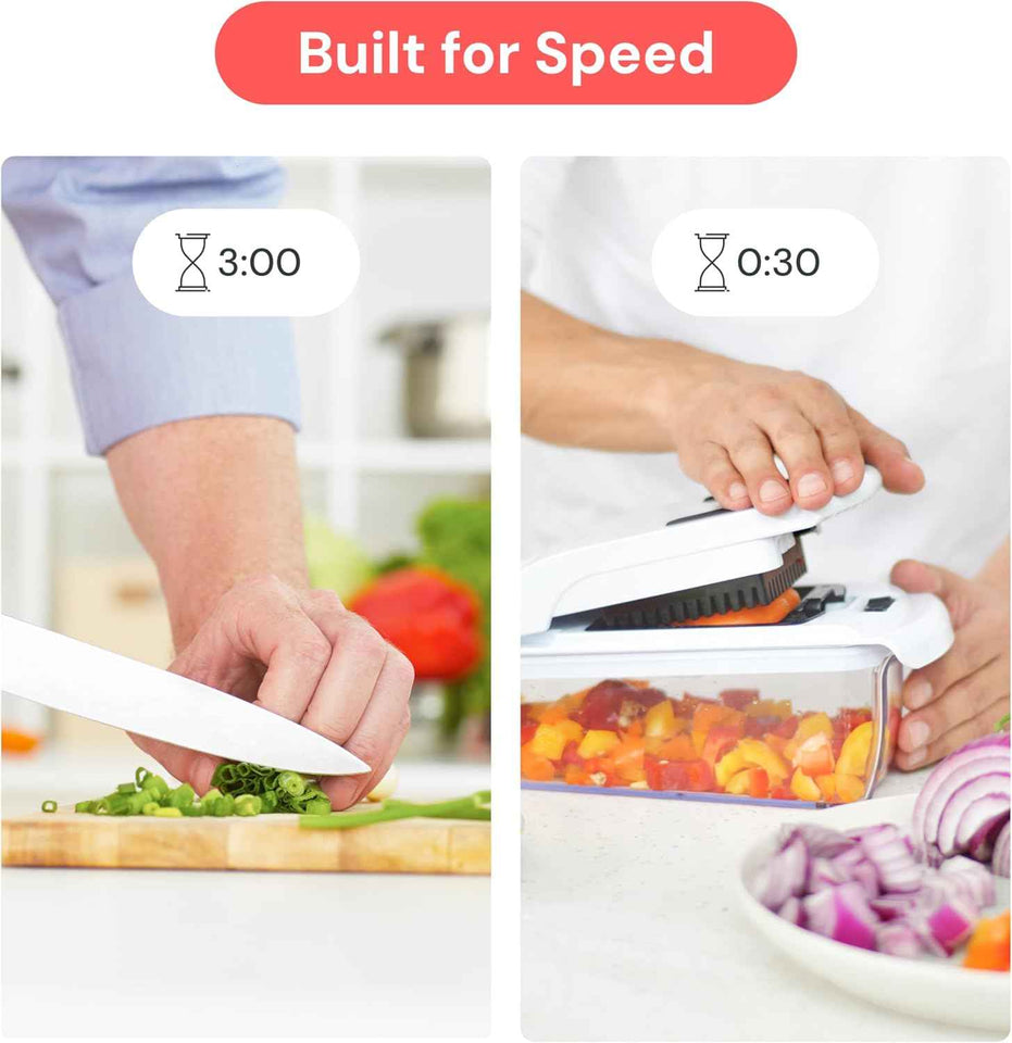 Fullstar The Original Pro Chopper - Vegetable Chopper and Spiralizer, Food Chopper with Container, Fruit Slicer, Kitchen Gadgets & Accessories, Home Essentials (4 in 1, White)