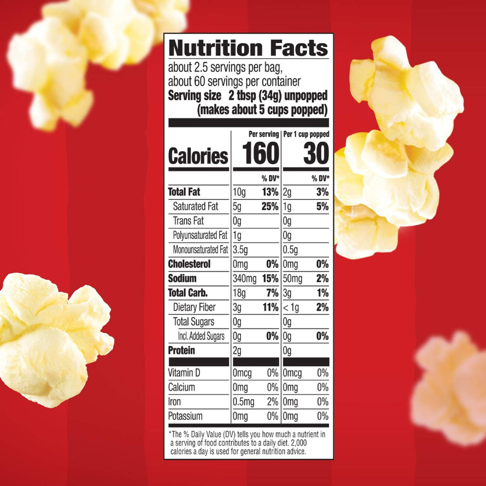Orville Redenbacher's 3g Fiber Per Serving Microwave Popcorn, Movie Theater Butter Flavor, 3.29 oz, 24-Count