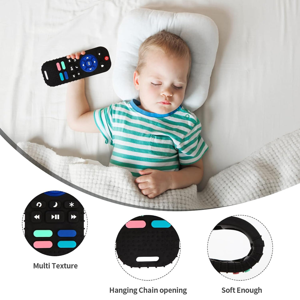 Hooku 2 Pack Silicone Teething Toys for Babies 0-6 Months, Teethers for Babies 6-12 Months, Remote Teether for Baby, Sensory Toys for Babies, Baby Chew Toys KLW8808