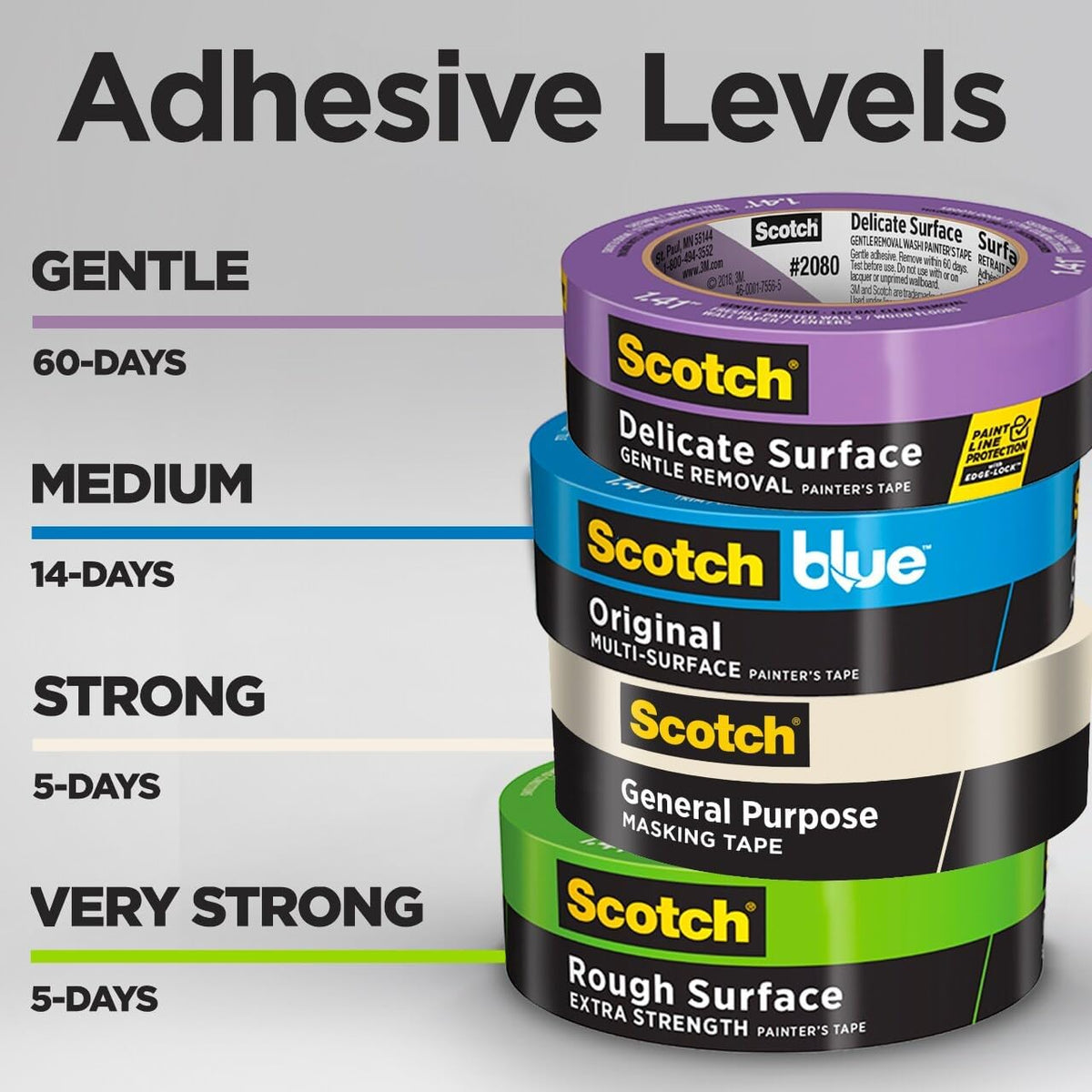 Scotch General Purpose Masking Tape, 1.88 in x 60.1 yd, Beige, Sticks for Up to 5 Days, Removes Easily Without Leaving Sticky Residue, Easy-to-Tear Masking Tape (2050-48MP)