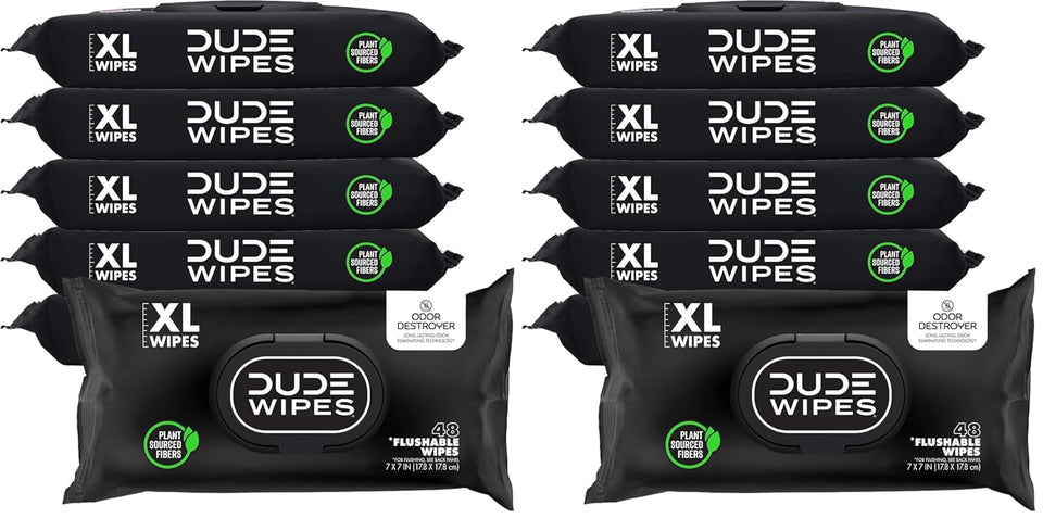 duke unscented extra-large adult wet wipes - 3 pack, 144 flushable wipes, septic and sewer safe