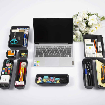 15-Piece Interlocking Desk Organizer for Office, Bathroom, and Kitchen Storage