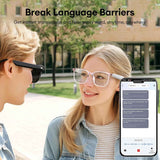 AI Smart Glasses, Bluetooth 5.4 Translation Glasses with 144 Language & Accents, Blue Light Filtering Lenses, Multifunctional Smart Glasses for Men Women, Travel Meeting Trade Business HY-C8 White