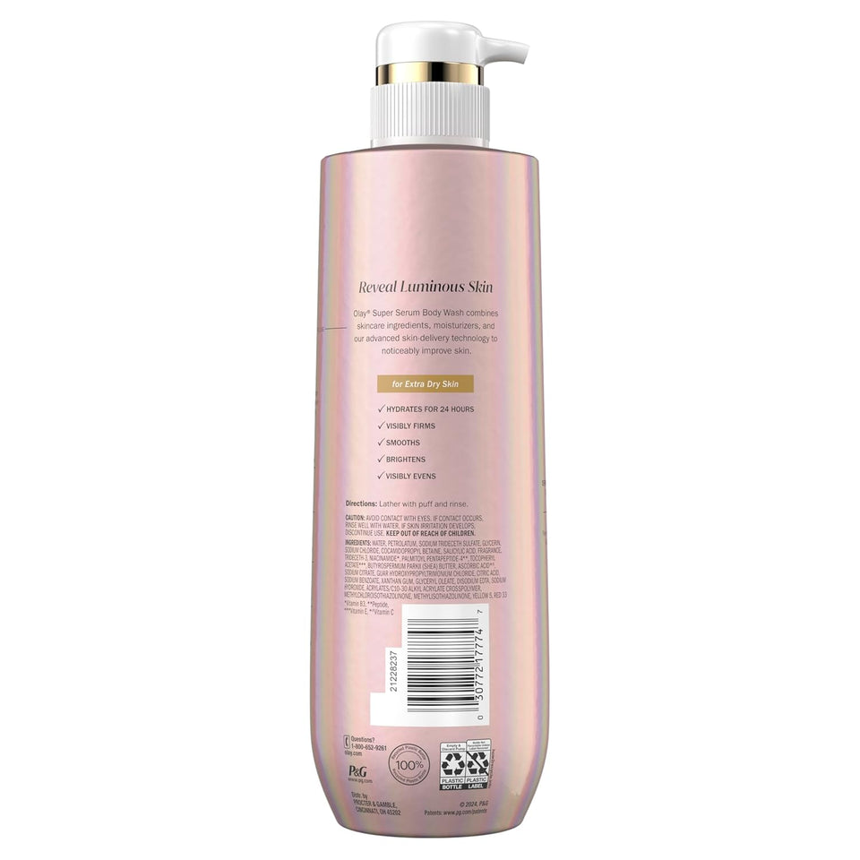 olay super serum body wash for extra dry skin 18.5 fl oz with 5+ ingredient serum complex