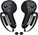 Controller Grips Compatible with Meta Quest 3S Oculus Quest 3 Controllers Straps Knuckle Hand Strap with Battery Opening Covers with Thumbsticks Covers Black, Batteries Not Included