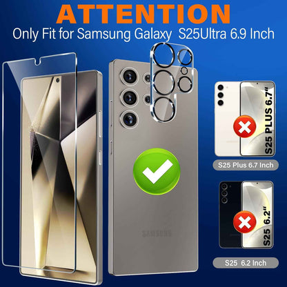 samsung galaxy s25 ultra tempered glass screen protectors 3 pack + 3 pack camera lens protector