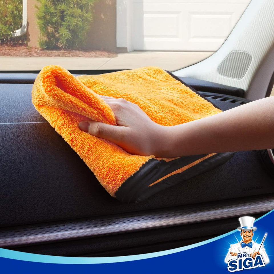 MR.SIGA premium microfiber car washing and detailing towels, dual-sided, gold, 6 pack, 15.7 x 23.6 inch