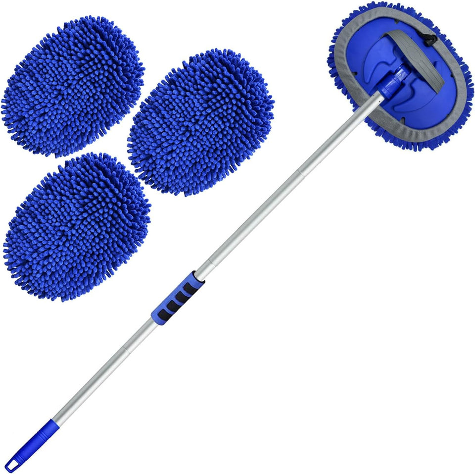 Wontolf 62 inch long handle car wash brush kit with chenille microfiber car wash mop for scratch-free car detailing cleaning