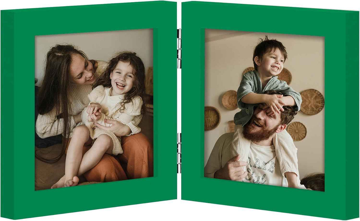 decorUhome Double 4x6 Picture Frame Vertical, Engineered Wood Bifold Photo Frame with Plexiglass for Tabletop Display, 4x6, Black
