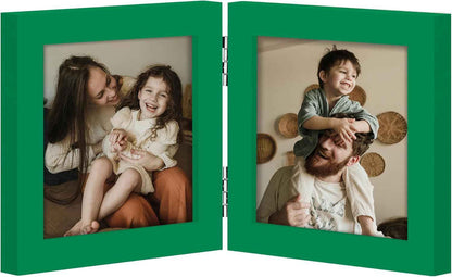 decorUhome Double 4x6 Picture Frame Vertical, Engineered Wood Bifold Photo Frame with Plexiglass for Tabletop Display, 4x6, Black