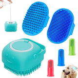 Comotech 6PCS Dog Bath Brush & Dog Toothbrush | Adjustable Handle Shampoo Brush & Scrubber for Short & Long Haired Dogs & Cats | Effectively Solve Odor & Stain Removal Problems | Pet Supplies (Blue)