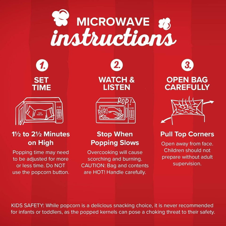Orville Redenbacher's 3g Fiber Per Serving Microwave Popcorn, Movie Theater Butter Flavor, 3.29 oz, 24-Count