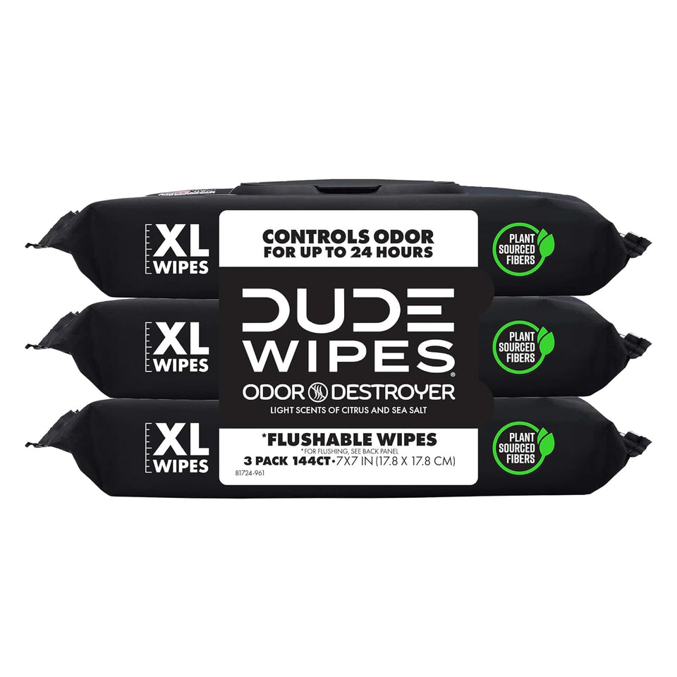 duke unscented extra-large adult wet wipes - 3 pack, 144 flushable wipes, septic and sewer safe