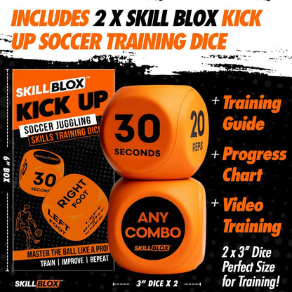 Soccer Kick Up Training Dice (2 pcs) - Soccer Gifts for Boys 8-12 Juggling Skills Game - Training Equipment Accessories (Kick UP DICE)