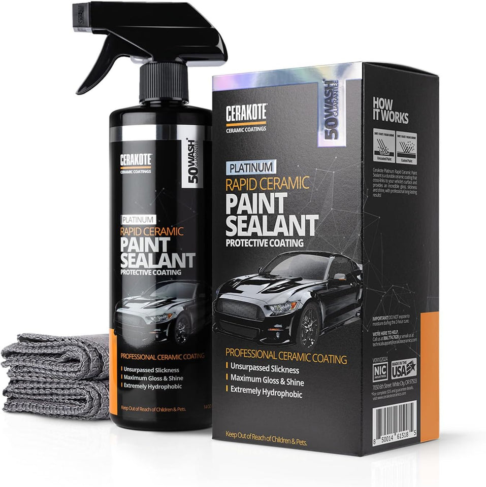 cerakote platinum rapid ceramic paint sealant spray, 14 oz, 50 wash rating, maximum gloss & shine