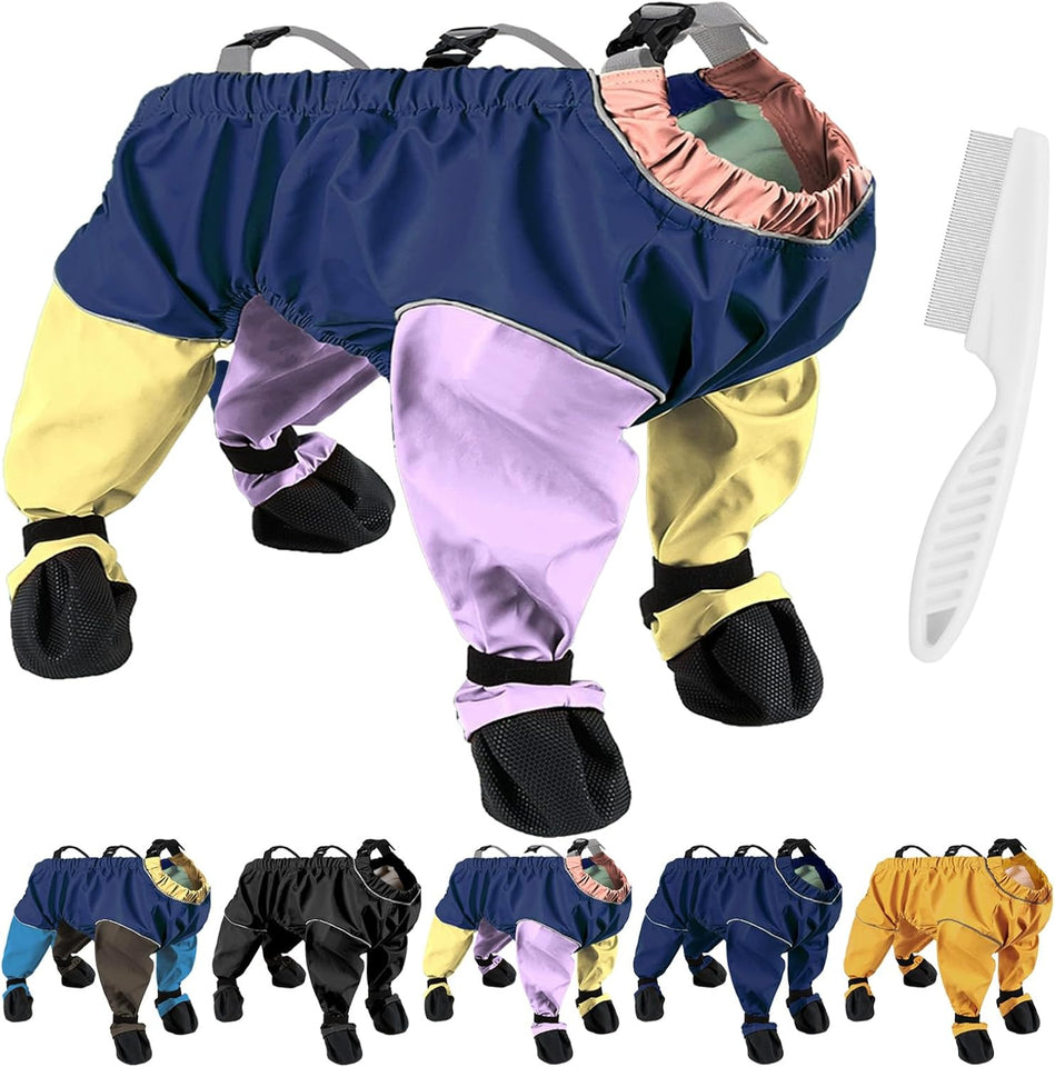 Dog Snow Suit with Attached Boots, PU Water-Resistant Winter Hiking Leggings for Outdoor Adventures