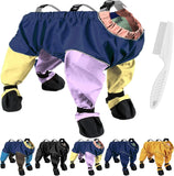 Dog Snow Suit with Attached Boots, PU Water-Resistant Winter Hiking Leggings for Outdoor Adventures