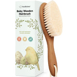 keababies wooden baby hair brush for toddler girls boys cradle cap soft goat bristles walnut regular