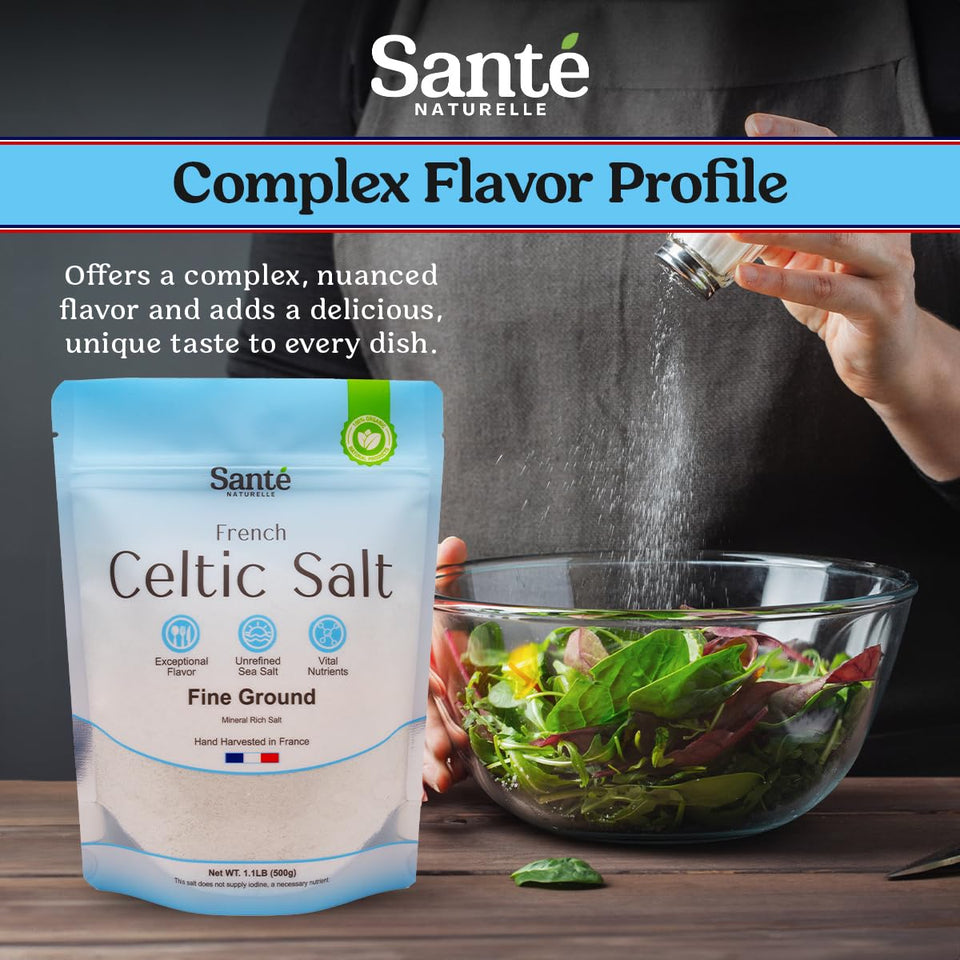 sante naturelle celtic salt 1.1lb french mineral sea salt organic rich in 82+ minerals hand harvested sal celtica