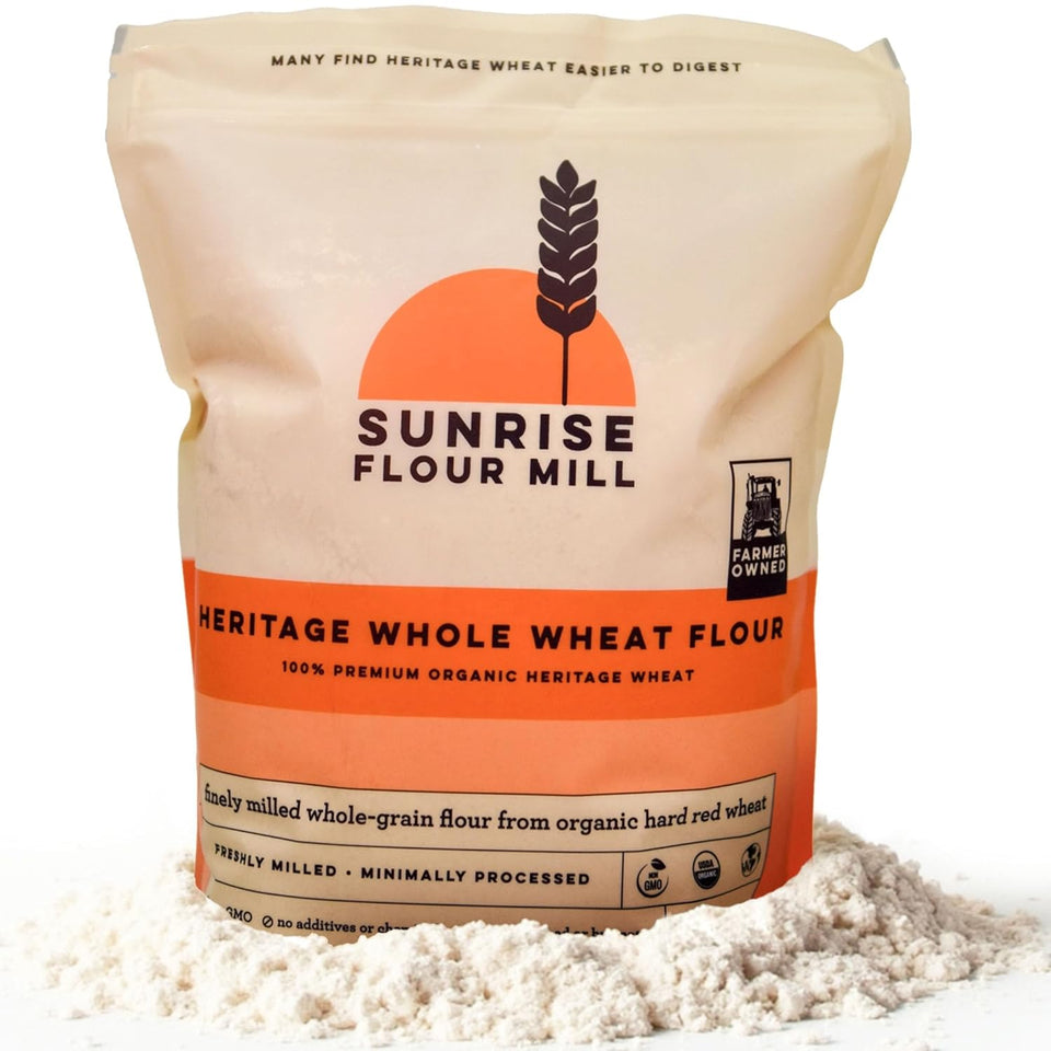 Sunrise Heritage Organic Whole Wheat Flour, 5 lbs, Red Hard Wheat, USDA Organic, No Bleaching, Easy Digestion