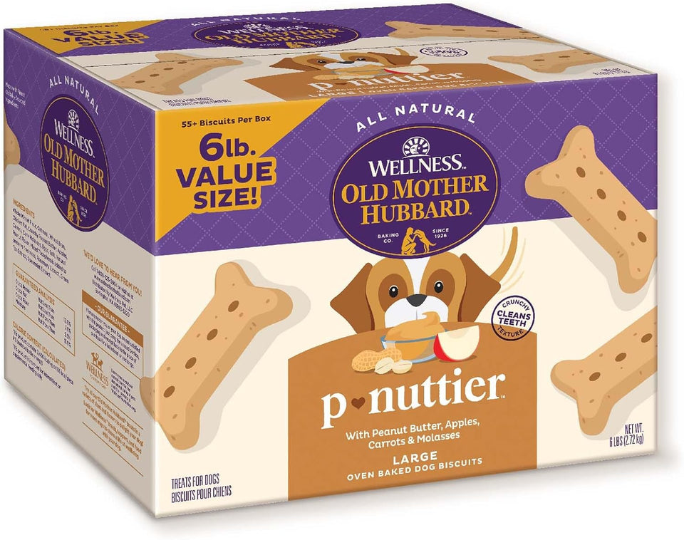 Old Mother Hubbard Natural Peanut Butter Dog Biscuits, Large Size, Training Treats, 6-Pound Box