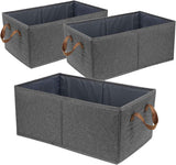 Pack of 3 Large Capacity Storage Bins Closet Organizer System, Sturdy Foldable Storage Boxes for Organizing Clothing, Sheets, Toys, Books - Shelf Organizer Shelves Basket Storage Bin