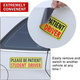 JUSTTOP 3pcs student driver car magnet in black and red, reflective, waterproof, 3-pack for bumper stickers